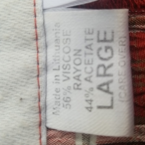Flax L - women's rust/tan/peach/cream plaid 3/4 sleeve midi dress - Picture 4 of 5